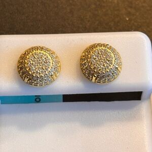 Gold & Silver Pavé Dome Moissonite Stud Earrings